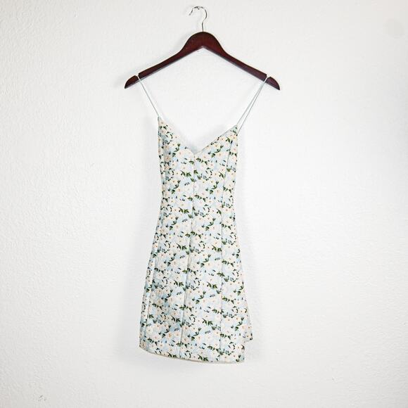 Alice+ Olivia $295 Tayla Structured Tie Shoulder Mini Dress Floral Blue white 0 - Picture 7 of 11